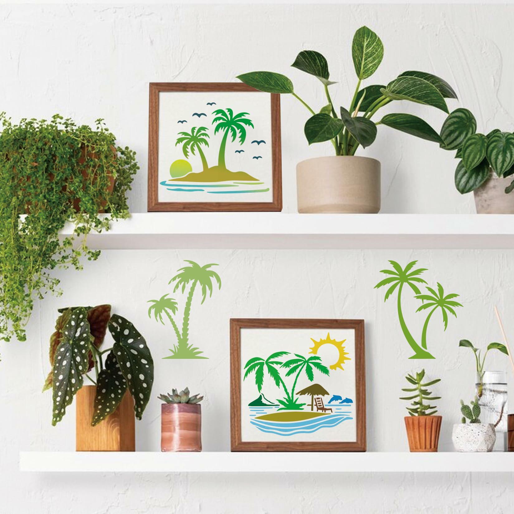 Palm Tree Stencils for Painting Reusable Tropical Beach Wall Craft 12pcs