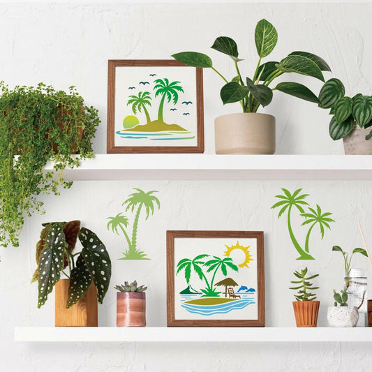 Palm Tree Stencils for Painting Reusable Tropical Beach Wall Craft 12pcs