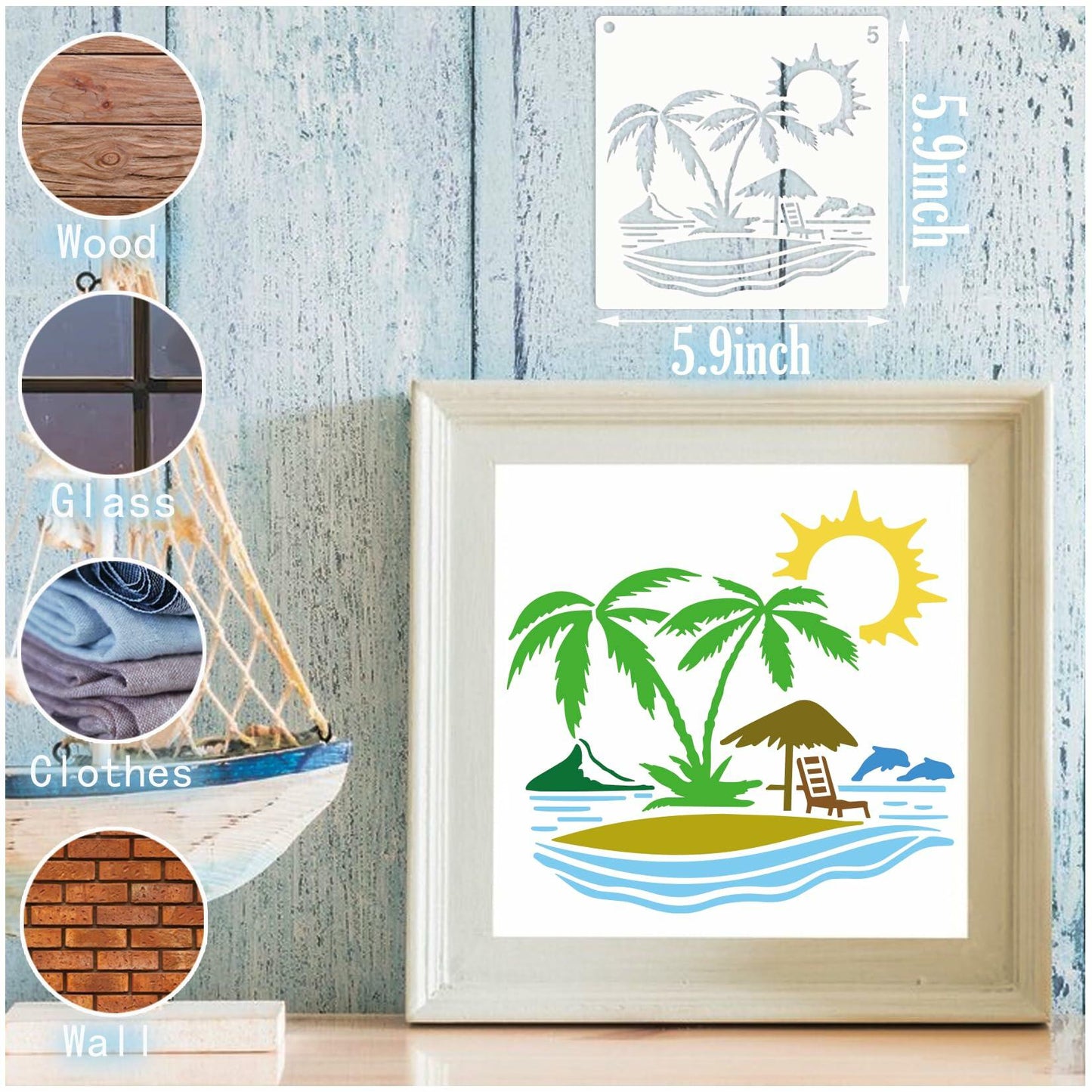 Palm Tree Stencils for Painting Reusable Tropical Beach Wall Craft 12pcs