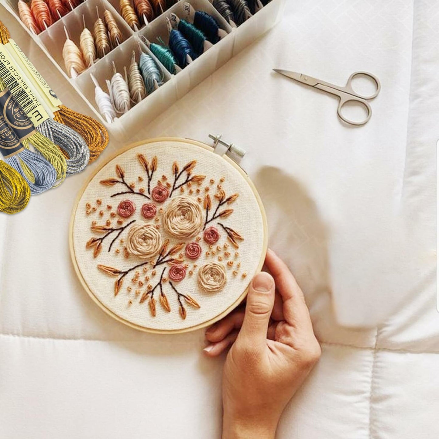 6 Skeins Metallic Grey Embroidery Thread Floss for Cross-Stitch Handcraft