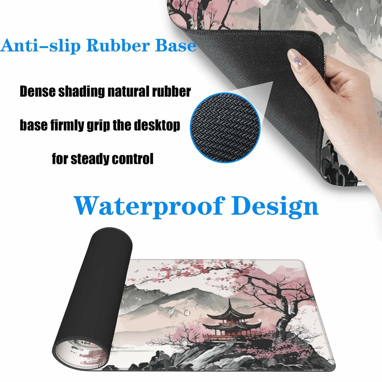 Topographic Gaming Mouse Pad Large Extended White Desk Mat 31.5x11.8