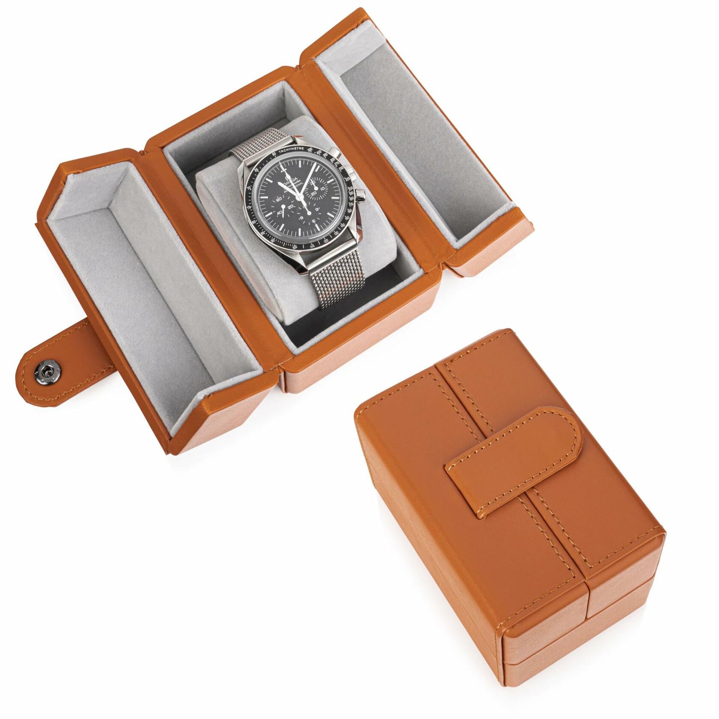 HOUSEOFHIGGINS Travel Watch Case Vegan Leather Fits Up to 42mm Watches