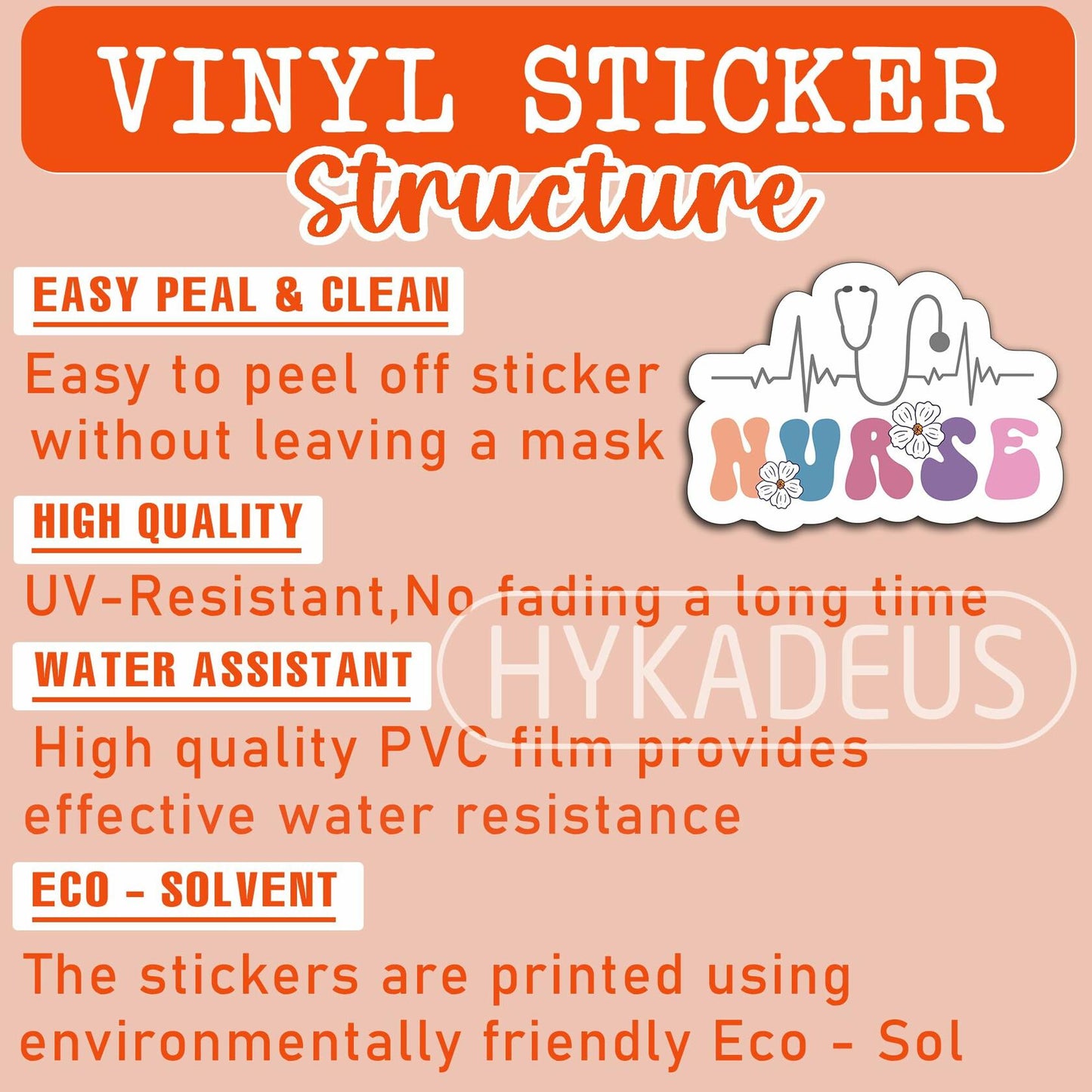 3Pcs Nurse Stickers Nursing Is a Work of Heart Waterproof Vinyl Decals