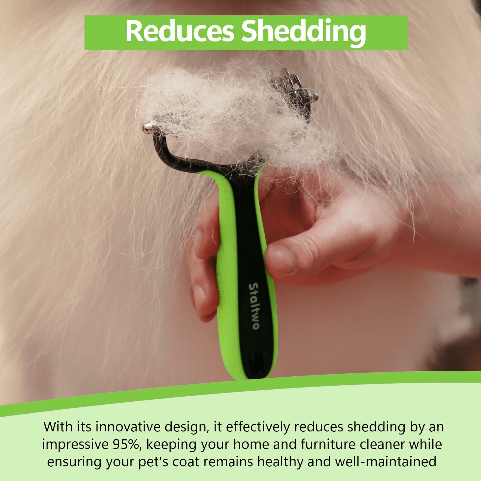 STALTWO 2-in-1 Pet Brush & Undercoat Rake Shedding Tool for Dogs Cats