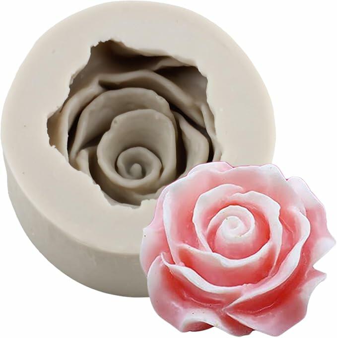 Heart Shaped Silicone Chocolate Mold Rose Flower Fondant Cake Decor 2pc