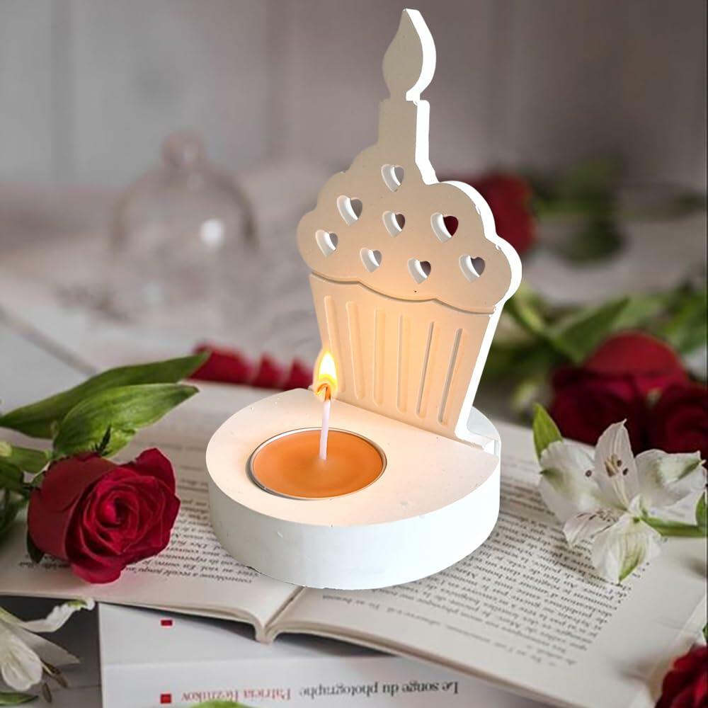 DIY Heart Cake Tea Light Candle Holder Silicone Mold for Resin Craft