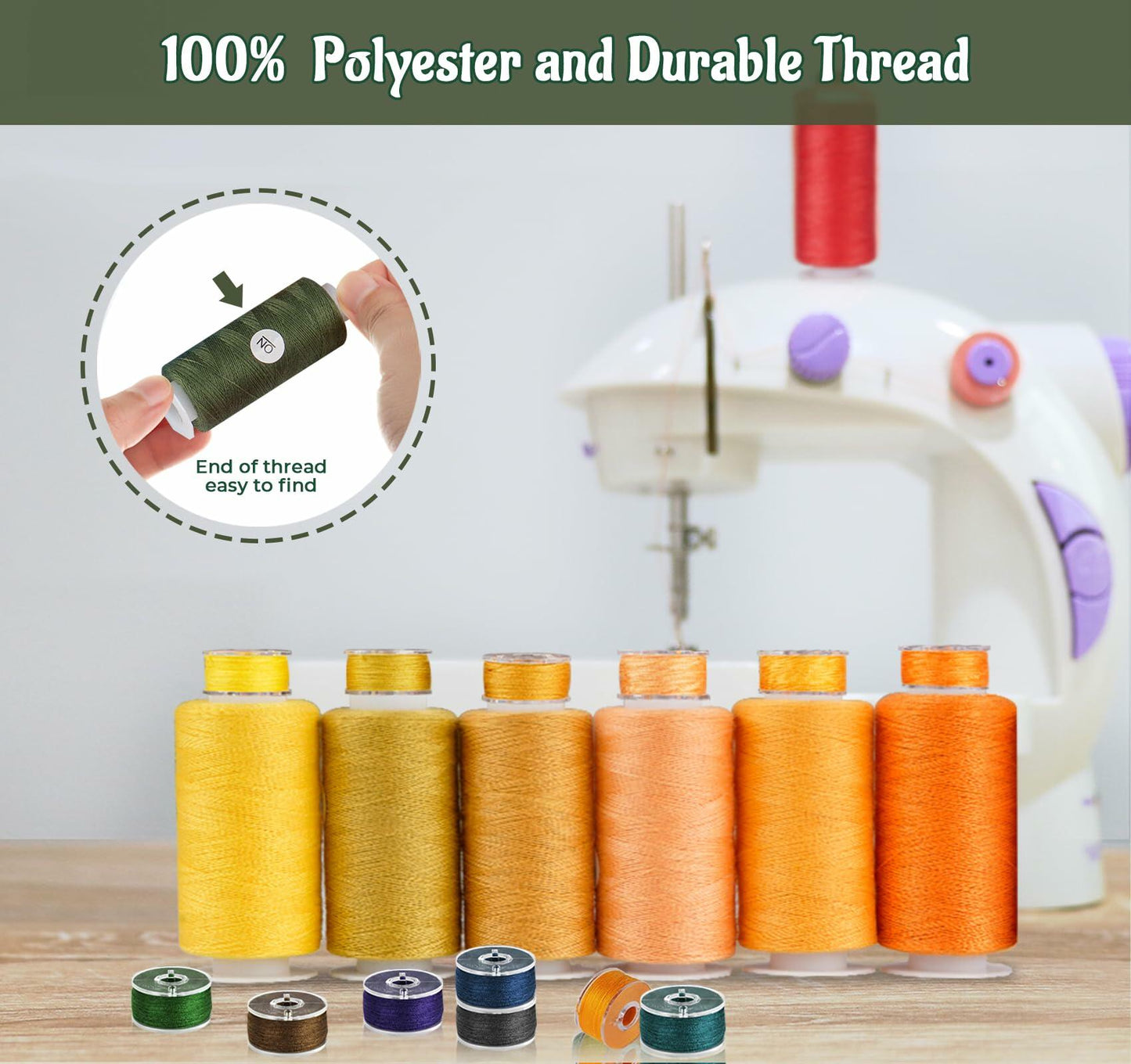 StiVerse 144PC Sewing Thread Bobbins 60 Colors 500Y Polyester DIY Supplies