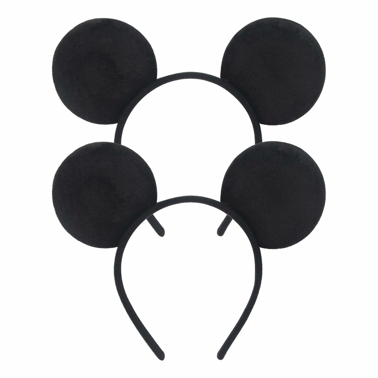 2-Pack Black Mouse Ears Headband Velvet Hair Bow Headwear for Women Kids