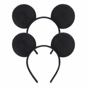 2-Pack Black Mouse Ears Headband Velvet Hair Bow Headwear for Women Kids