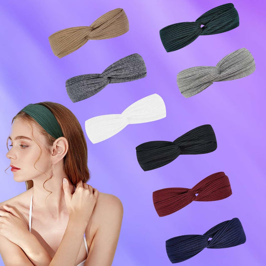 AUONLY 8 Pack Womens Elastic Headbands Criss Cross Turban Yoga Boho