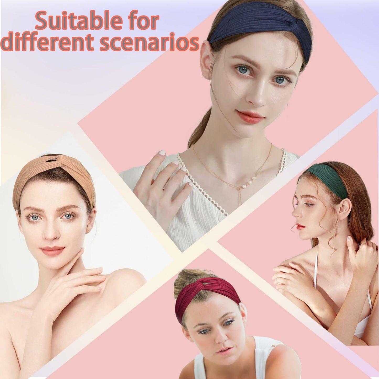 AUONLY 8 Pack Womens Elastic Headbands Criss Cross Turban Yoga Boho