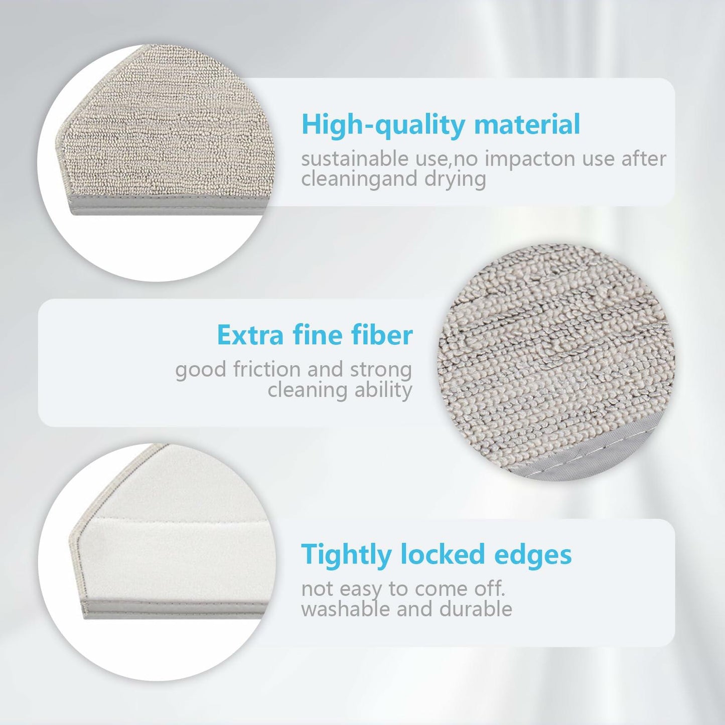 8PCS Mop Pads for Narwal Freo X Plus Robot Vacuum Cleaner Washable Reusable