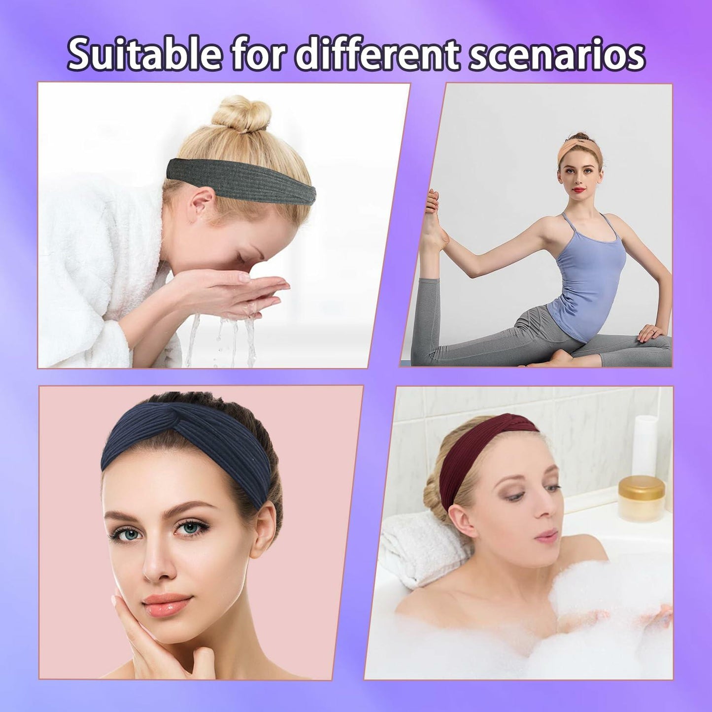 AUONLY 8 Pack Womens Elastic Headbands Criss Cross Turban Yoga Boho