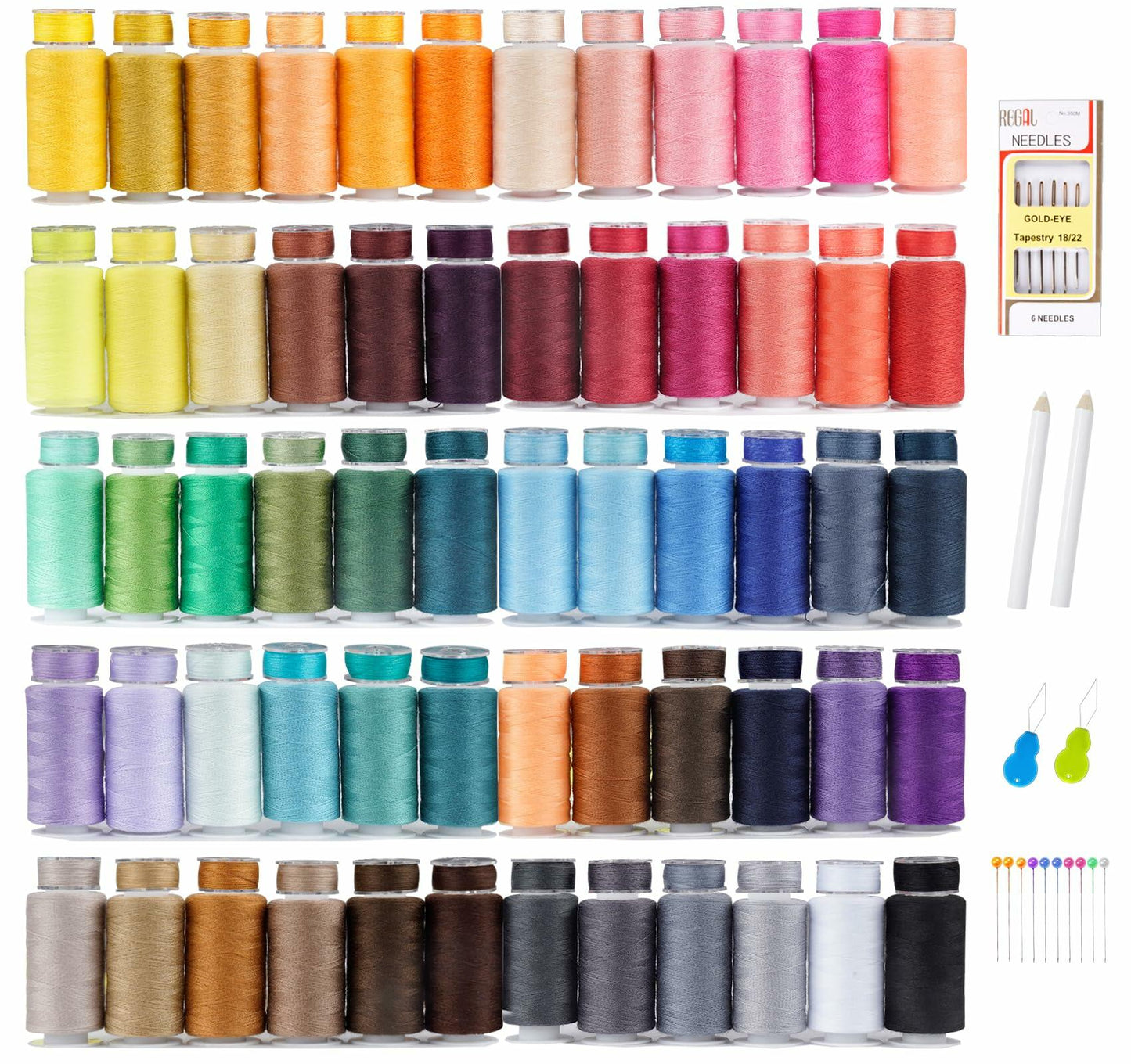 StiVerse 144PC Sewing Thread Bobbins 60 Colors 500Y Polyester DIY Supplies