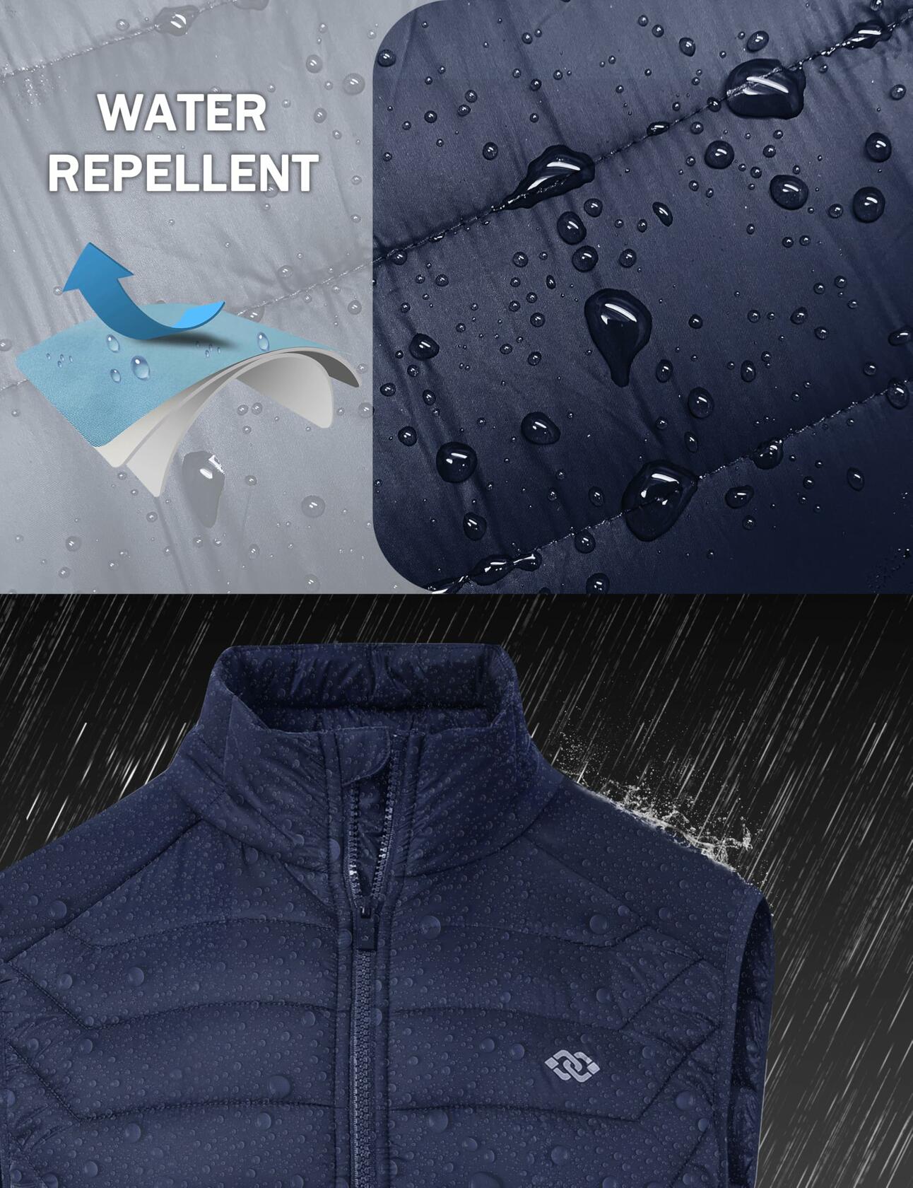 MoFiz Men’s Puffer Vest Winter Active Zipper Sleeveless Jacket Navy XX-Large