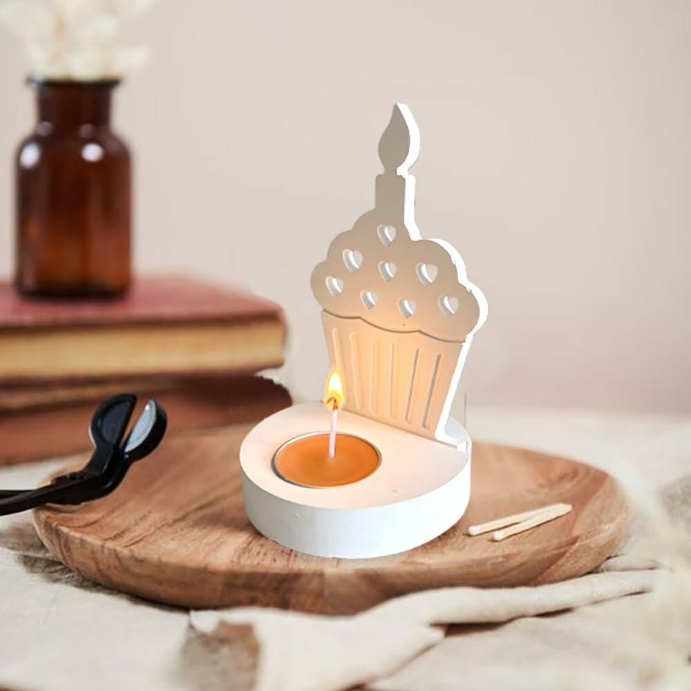 DIY Heart Cake Tea Light Candle Holder Silicone Mold for Resin Craft