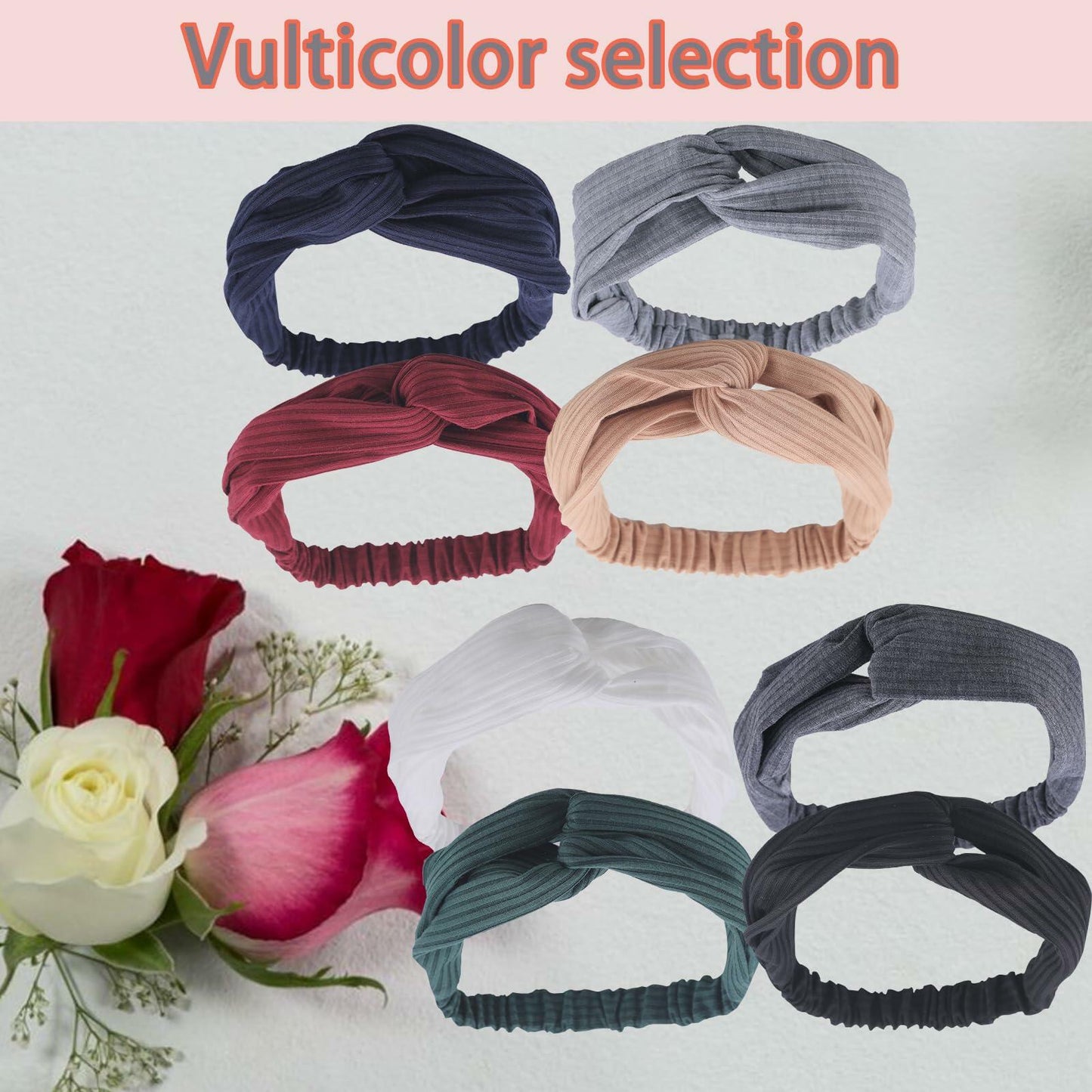 AUONLY 8 Pack Womens Elastic Headbands Criss Cross Turban Yoga Boho