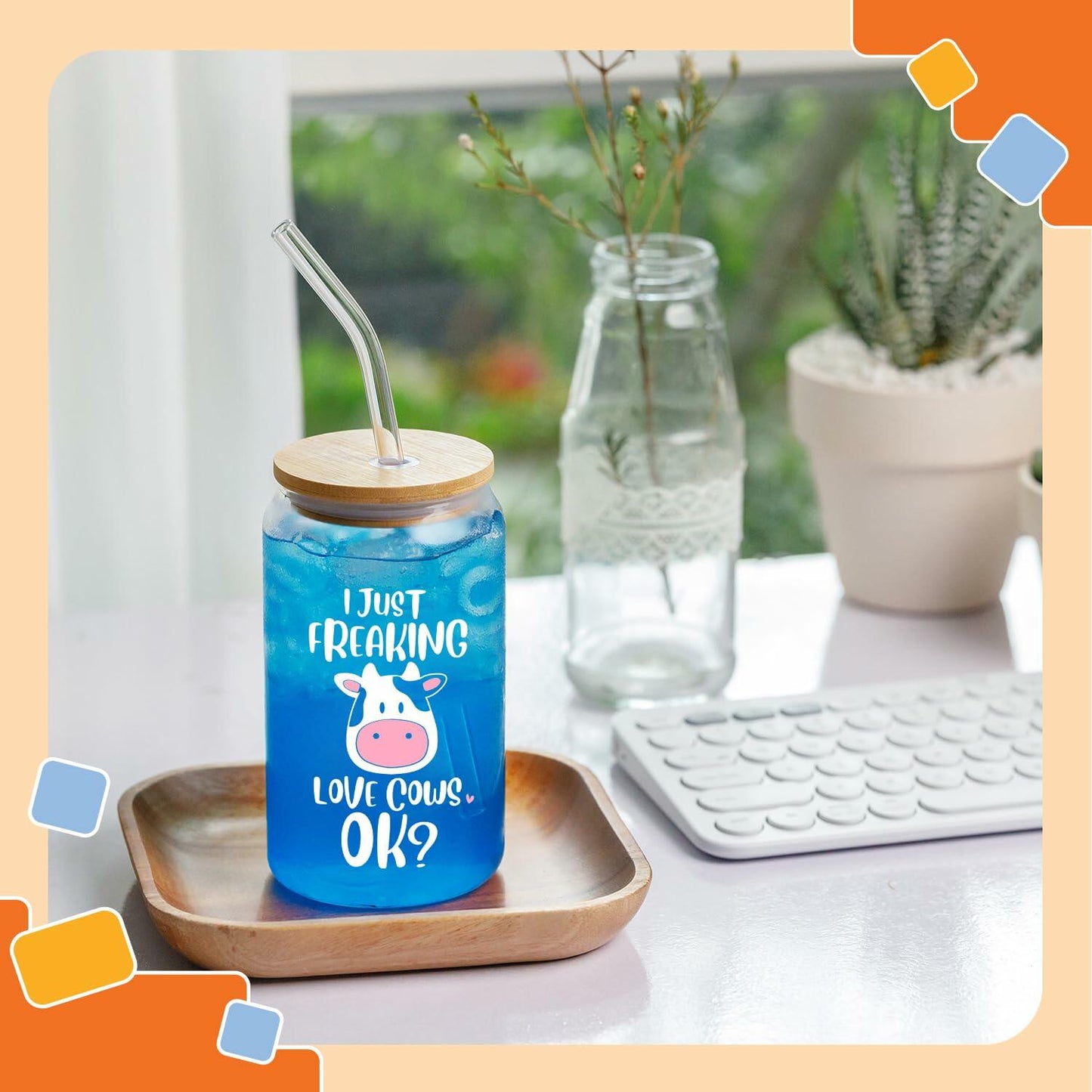 NewEleven 16oz Coffee Mug Cow Gifts For Women Cute Funny Birthday Gift