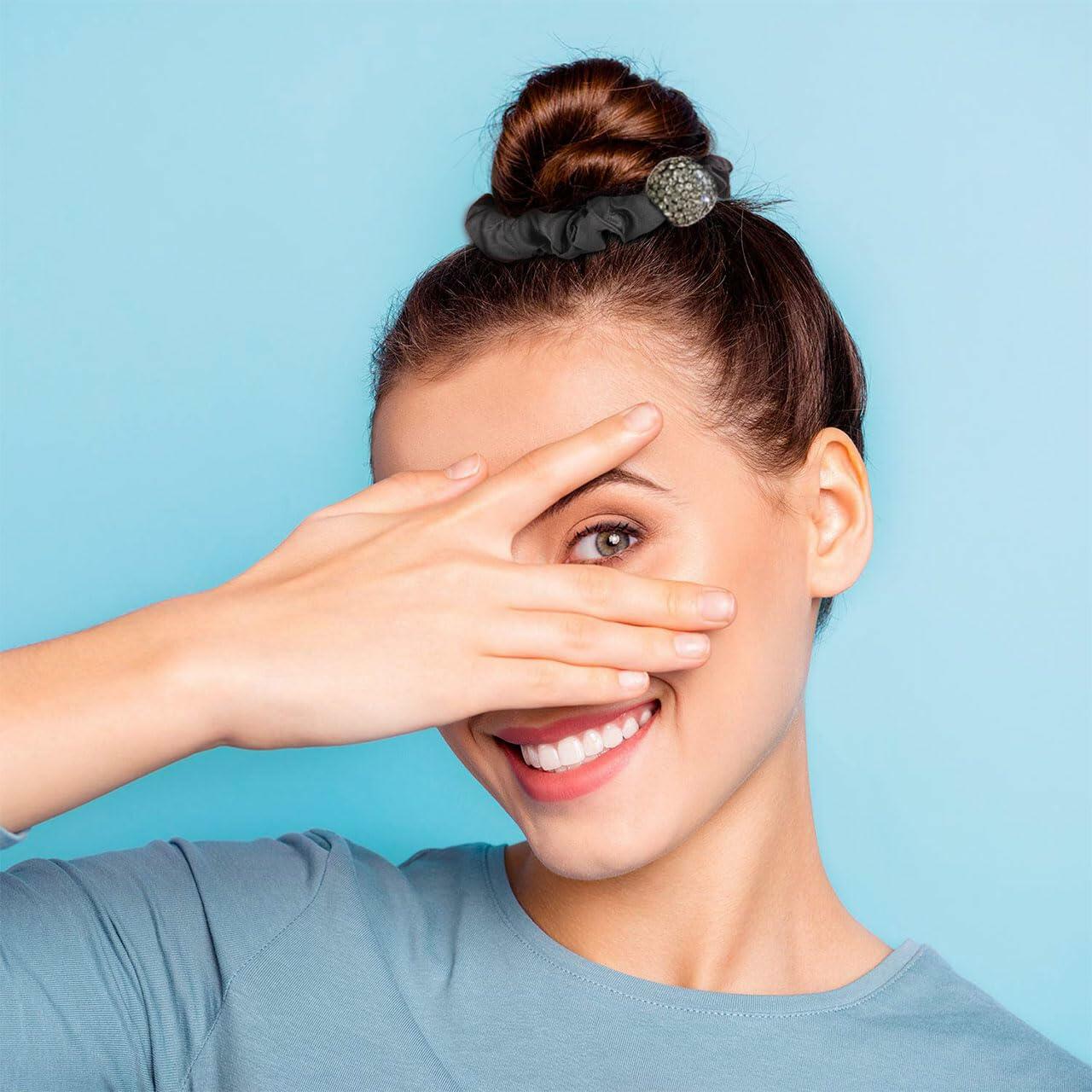 Generic Silk Hair Scrunchies for Women Black Elastic Satin Hair Ties