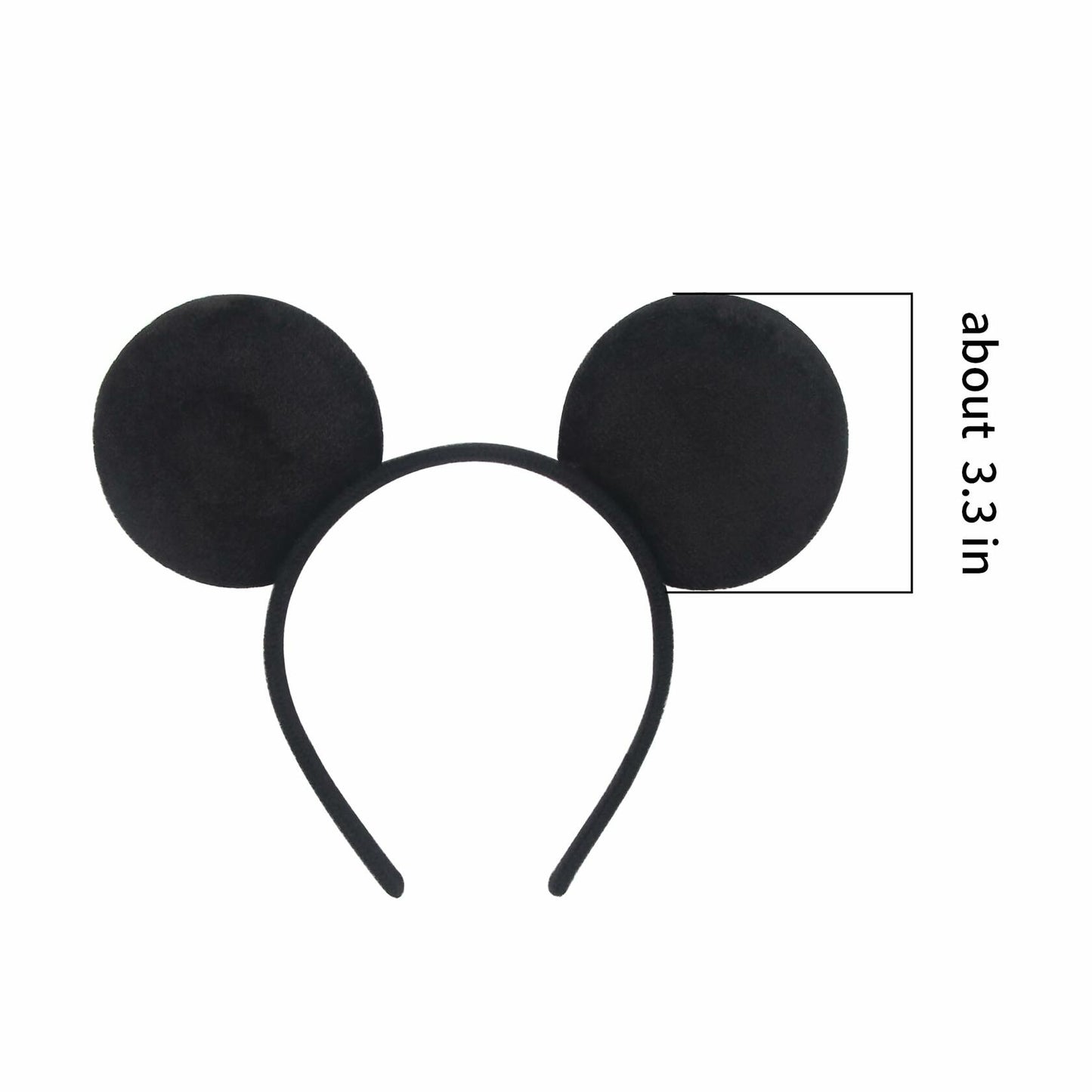 2-Pack Black Mouse Ears Headband Velvet Hair Bow Headwear for Women Kids