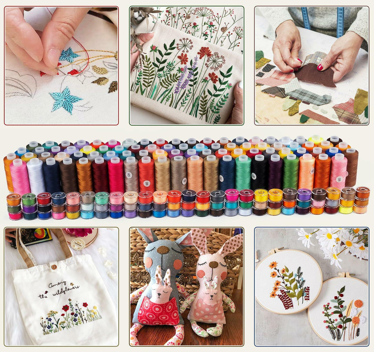 StiVerse 144PC Sewing Thread Bobbins 60 Colors 500Y Polyester DIY Supplies