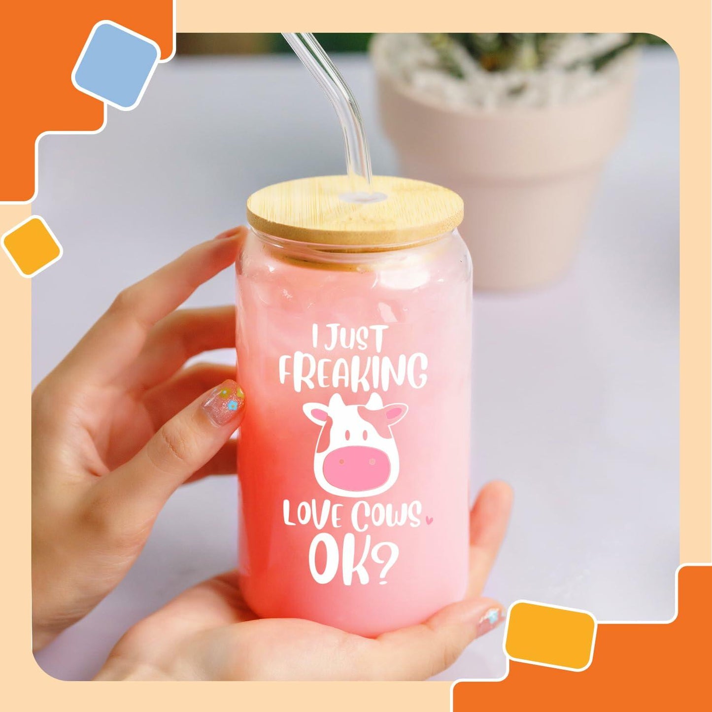 NewEleven 16oz Coffee Mug Cow Gifts For Women Cute Funny Birthday Gift