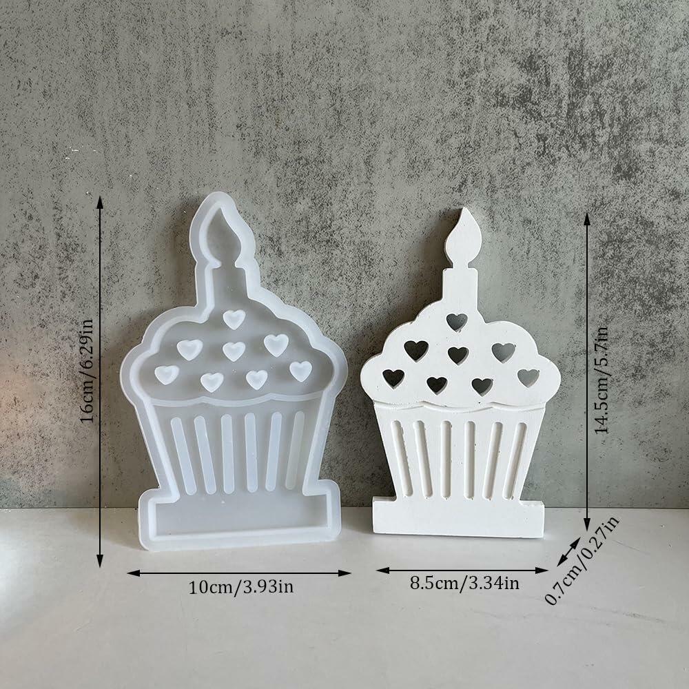 DIY Heart Cake Tea Light Candle Holder Silicone Mold for Resin Craft