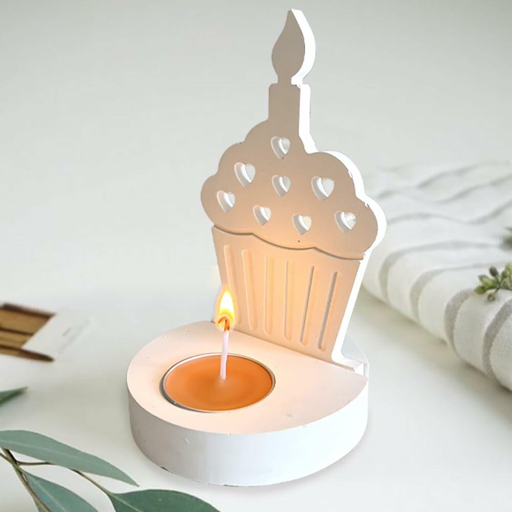 DIY Heart Cake Tea Light Candle Holder Silicone Mold for Resin Craft