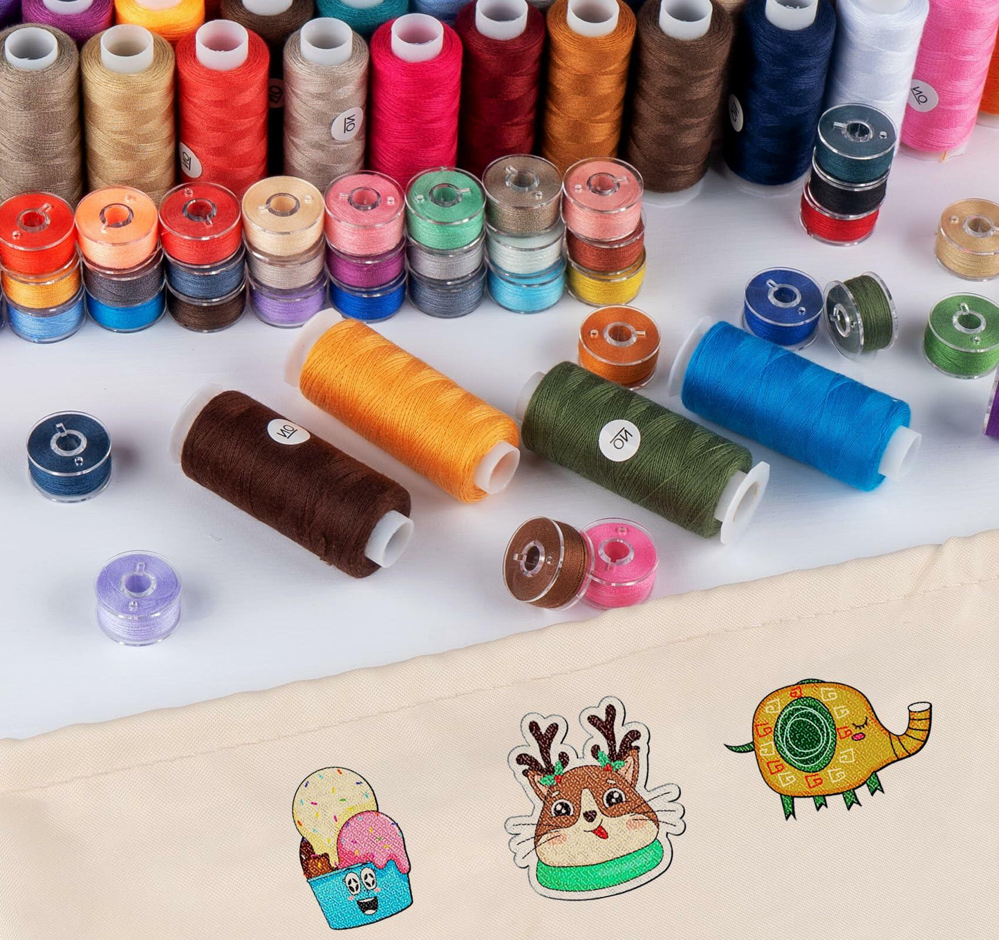 StiVerse 144PC Sewing Thread Bobbins 60 Colors 500Y Polyester DIY Supplies