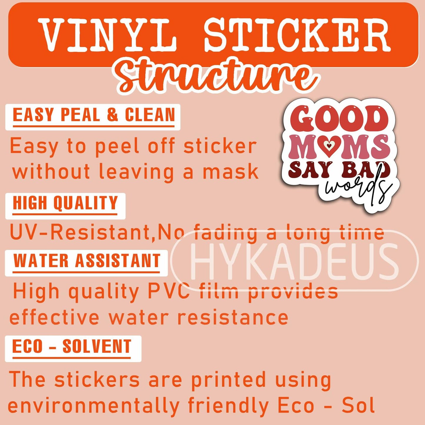 3Pcs Funny Mom Stickers Good Moms Say Bad Words Vinyl Decals 3”x2.9”