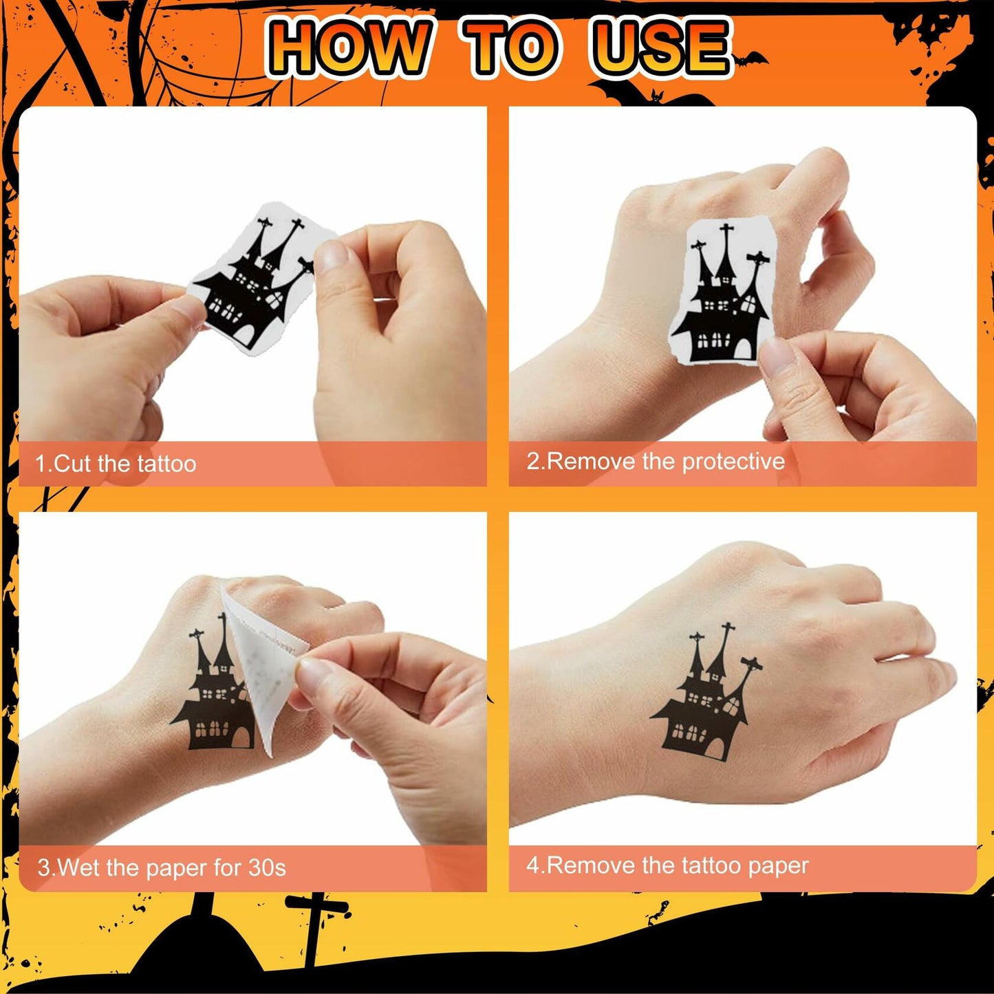 Halloween Temporary Tattoos for Kids 30 Sheets Party Favors