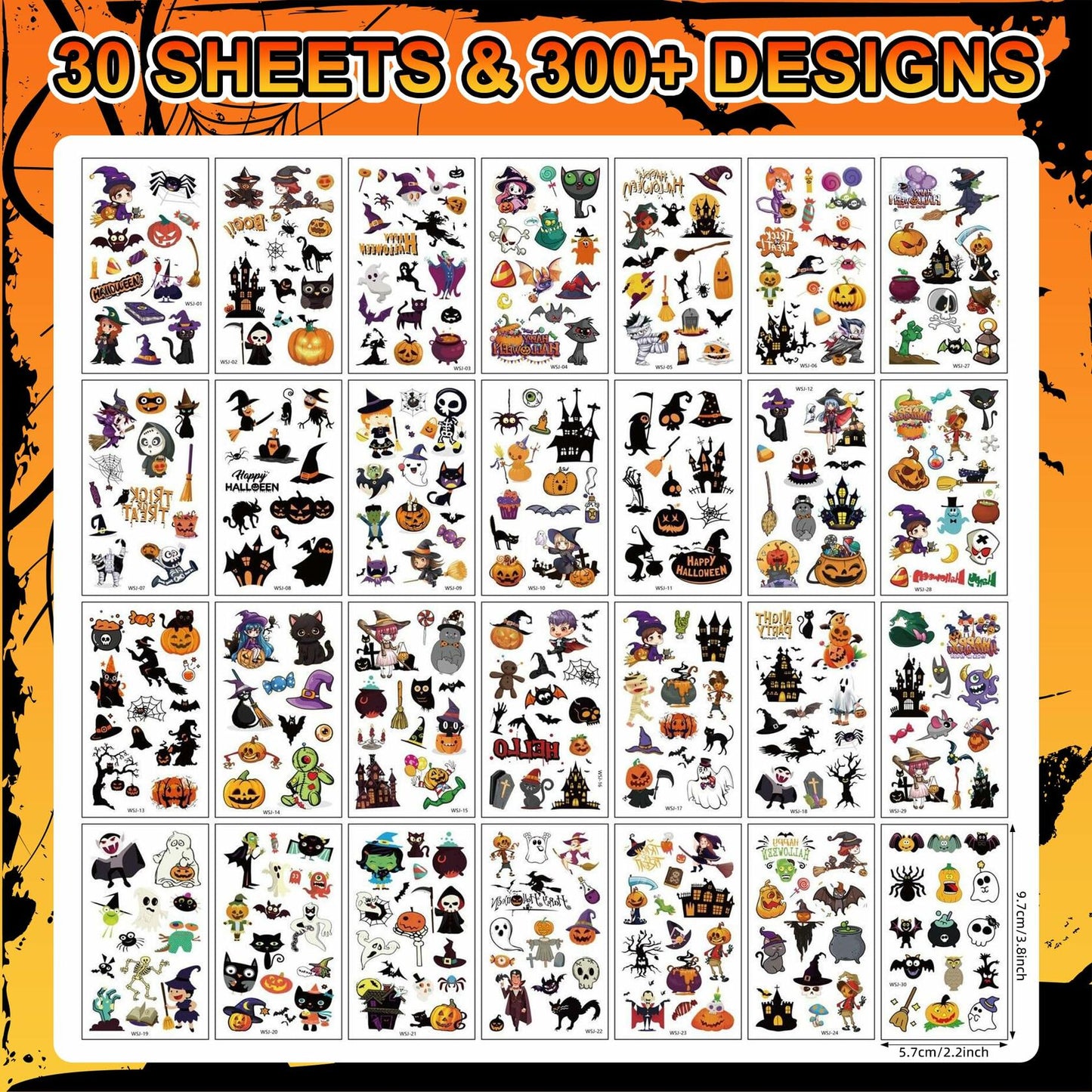 Halloween Temporary Tattoos for Kids 30 Sheets Party Favors