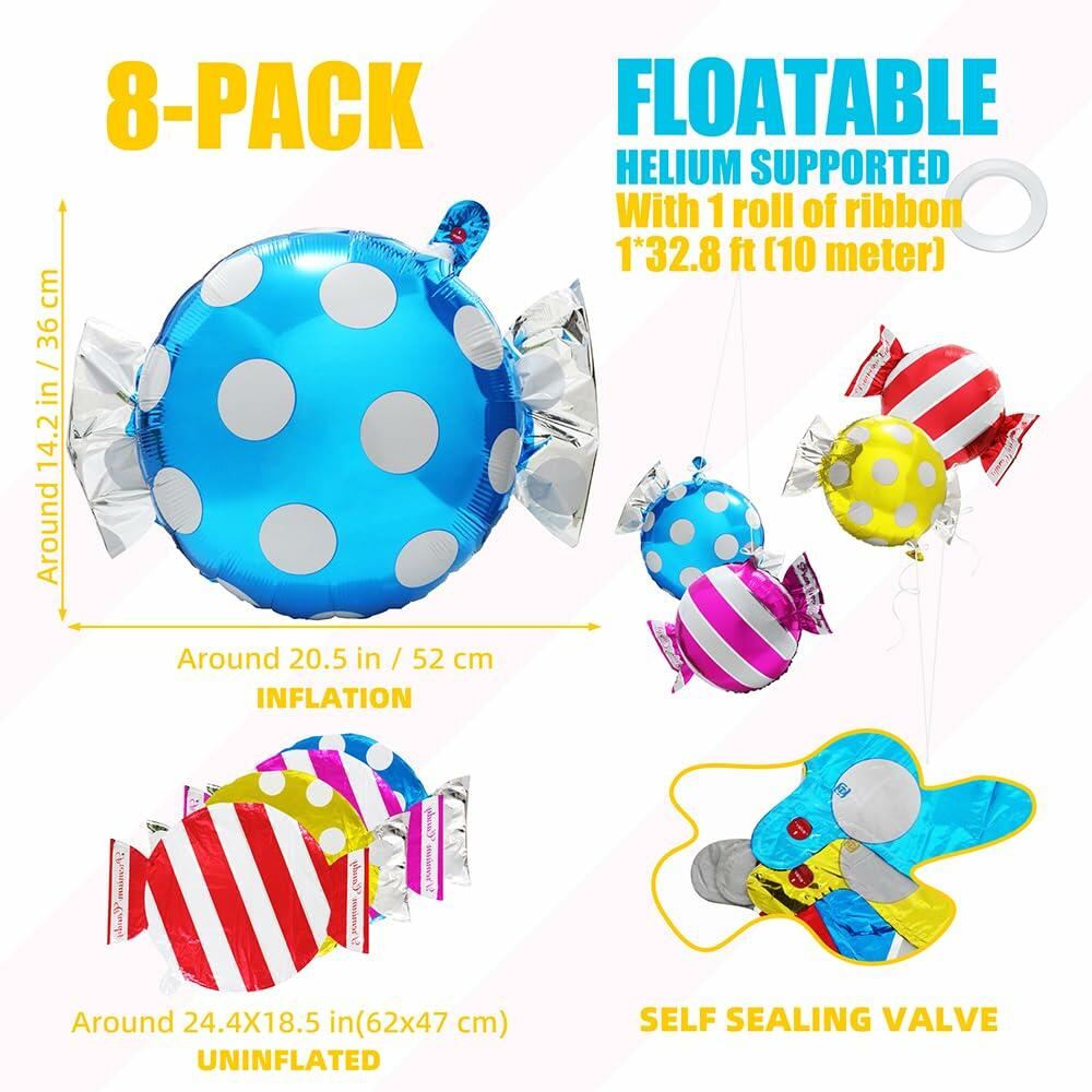Deermon Candy Bar Mylar Foil Balloons 8 Pack Colorful Party Decor
