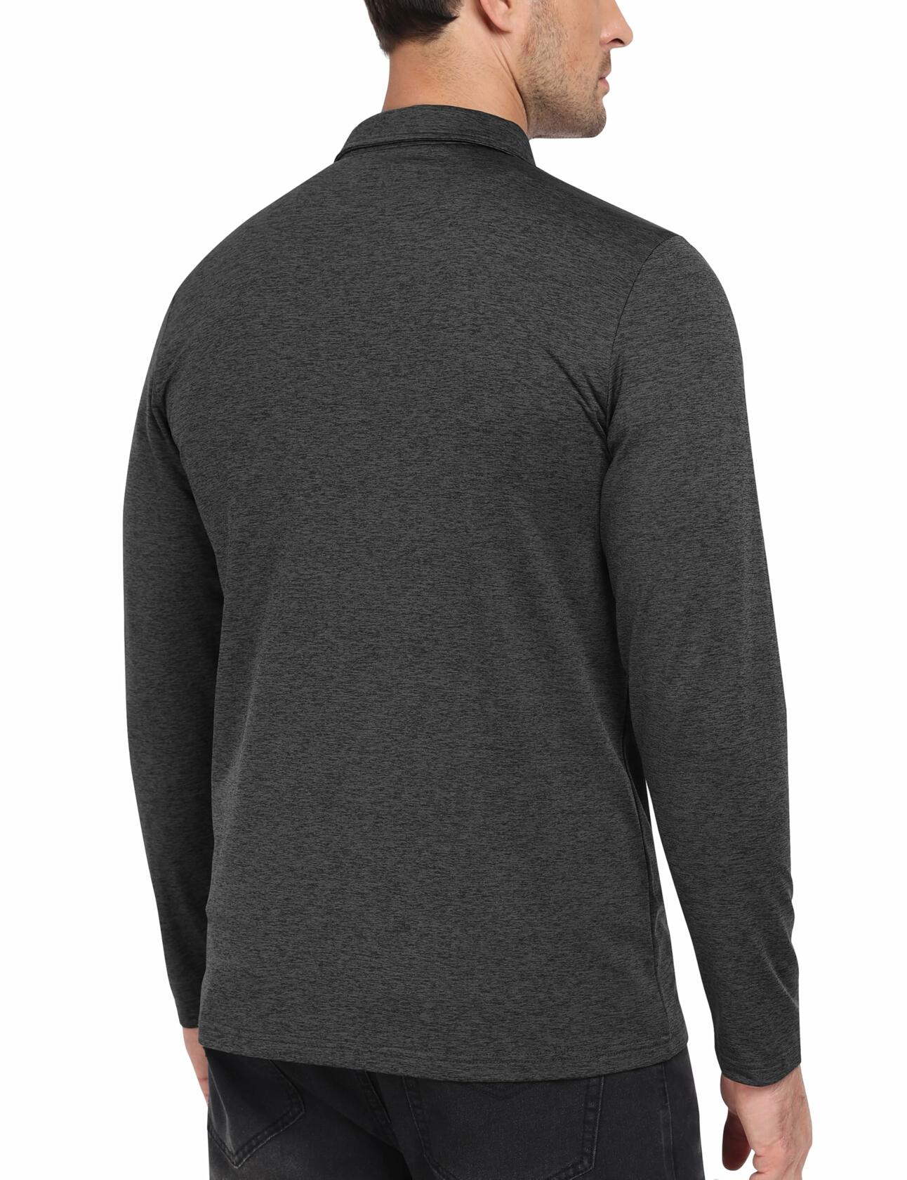 MoFiz Men’s Long Sleeve Polo Shirt Quarter-Zip Quick Dry Grey M