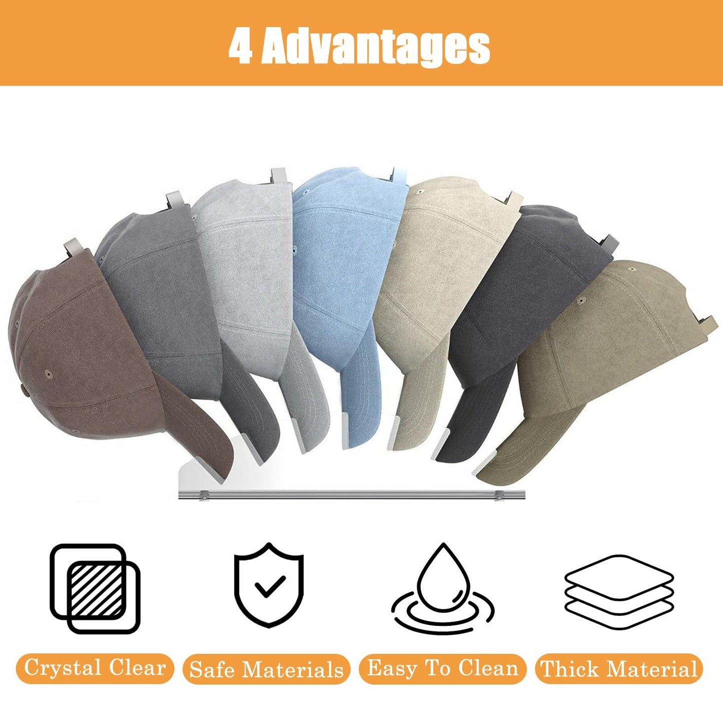 Hokisei Acrylic Hat Stand 2 Pack, No-Install Organizer for 12 Baseball Caps