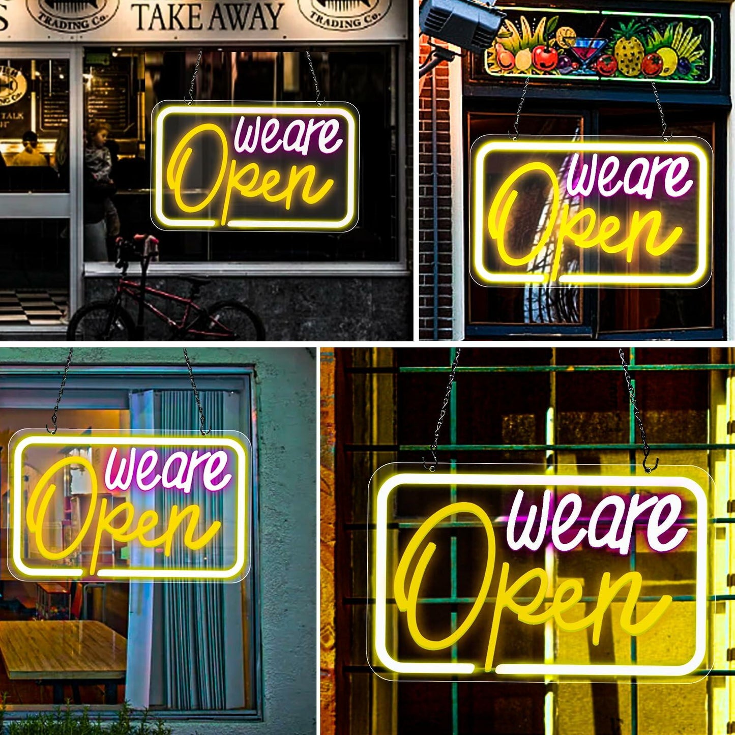 We Are Open LED Neon Sign 16x9.4in, Tricolor Bright Light for Shop Bar