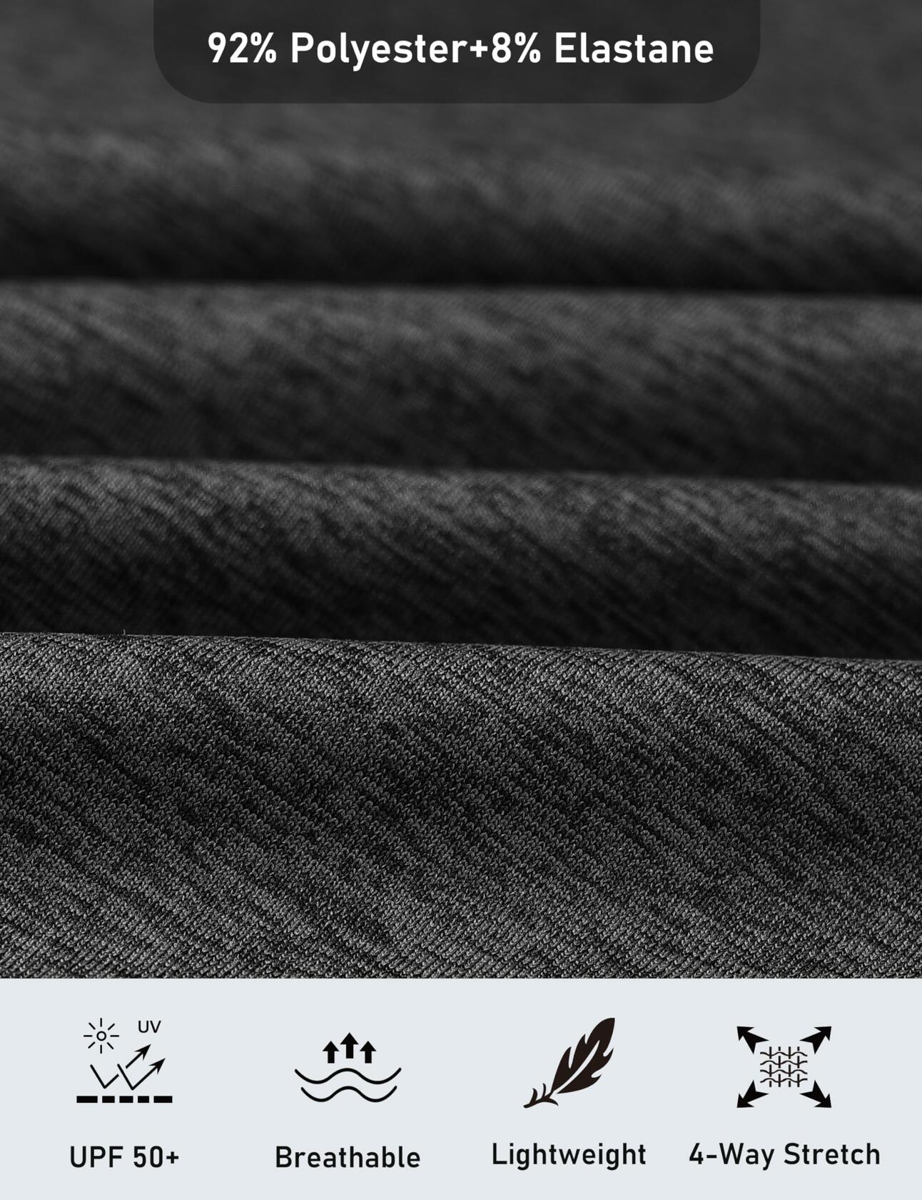 MoFiz Men’s Long Sleeve Polo Shirt Quarter-Zip Quick Dry Grey M