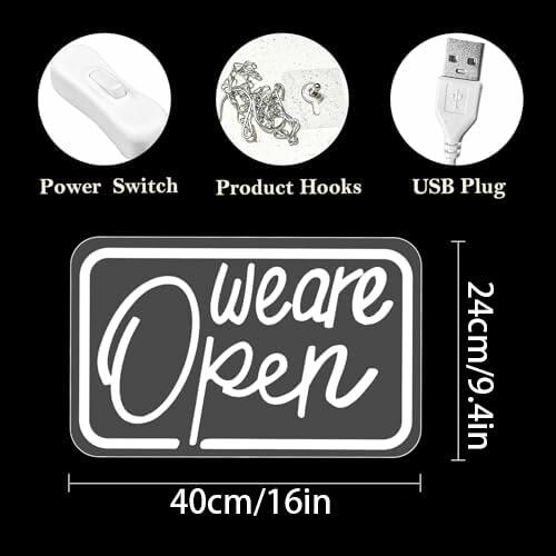 We Are Open LED Neon Sign 16x9.4in, Tricolor Bright Light for Shop Bar