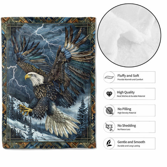 MIEPOS Blue Eagle Throw Blanket 50x60 Soft Lightweight Flannel Bird Decor