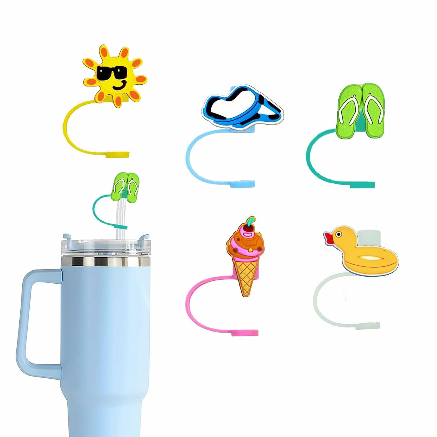 5Pcs Silicone Straw Cap Covers for Stanley Cup 30oz 40oz Reusable Tips