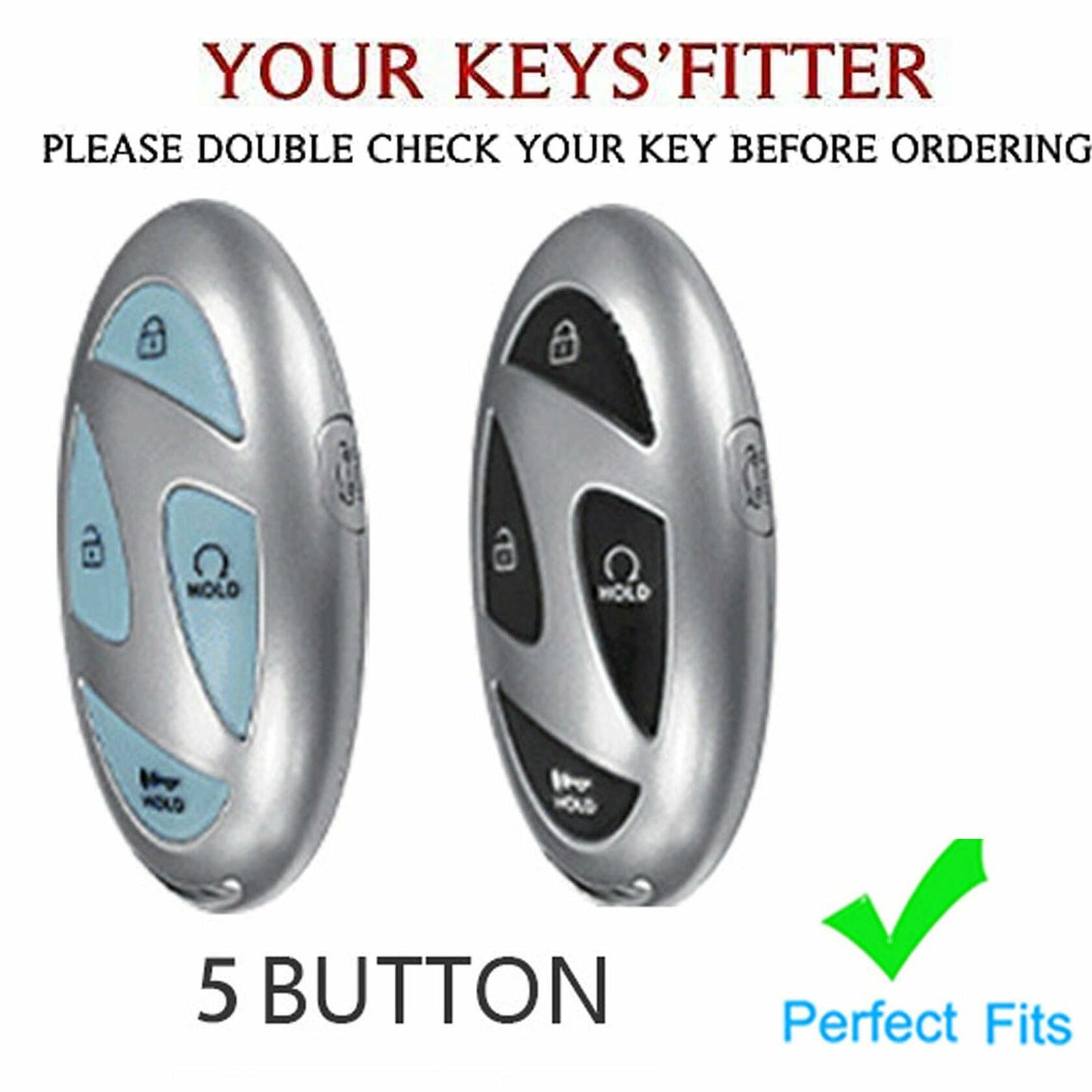 Hyundai Key Fob Cover Shell with Keychain 5 Buttons Black-Gold TAPAYICA