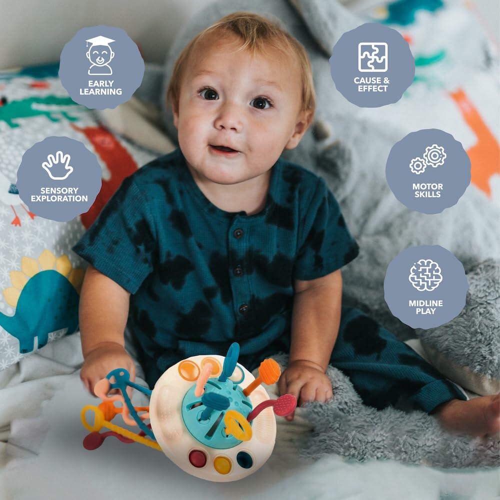 Kirro Montessori Pull String Baby Toy – Silicone, 18+ Months