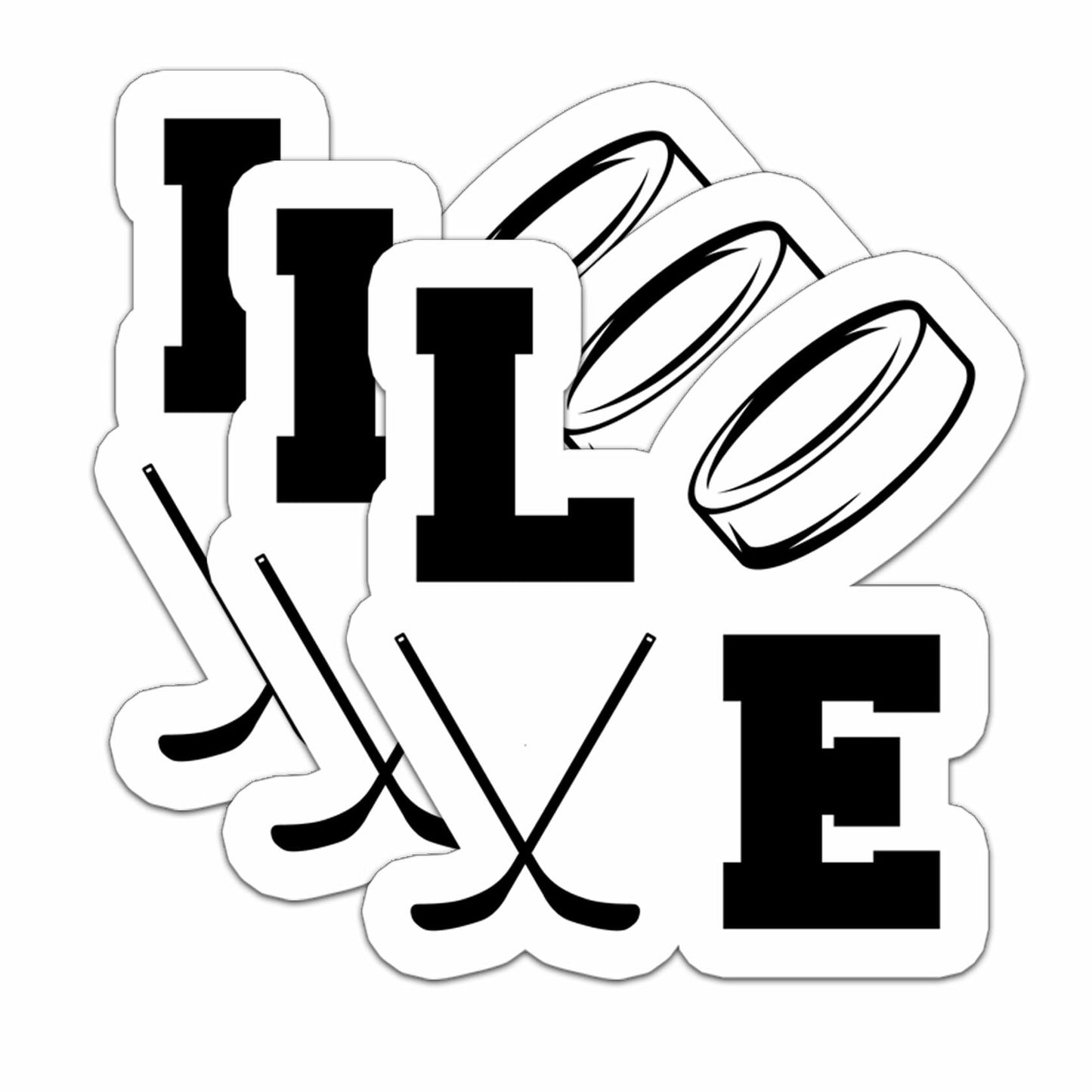 Love Hockey Stickers 3pcs Waterproof Vinyl Decals Laptop Bottle Helmet