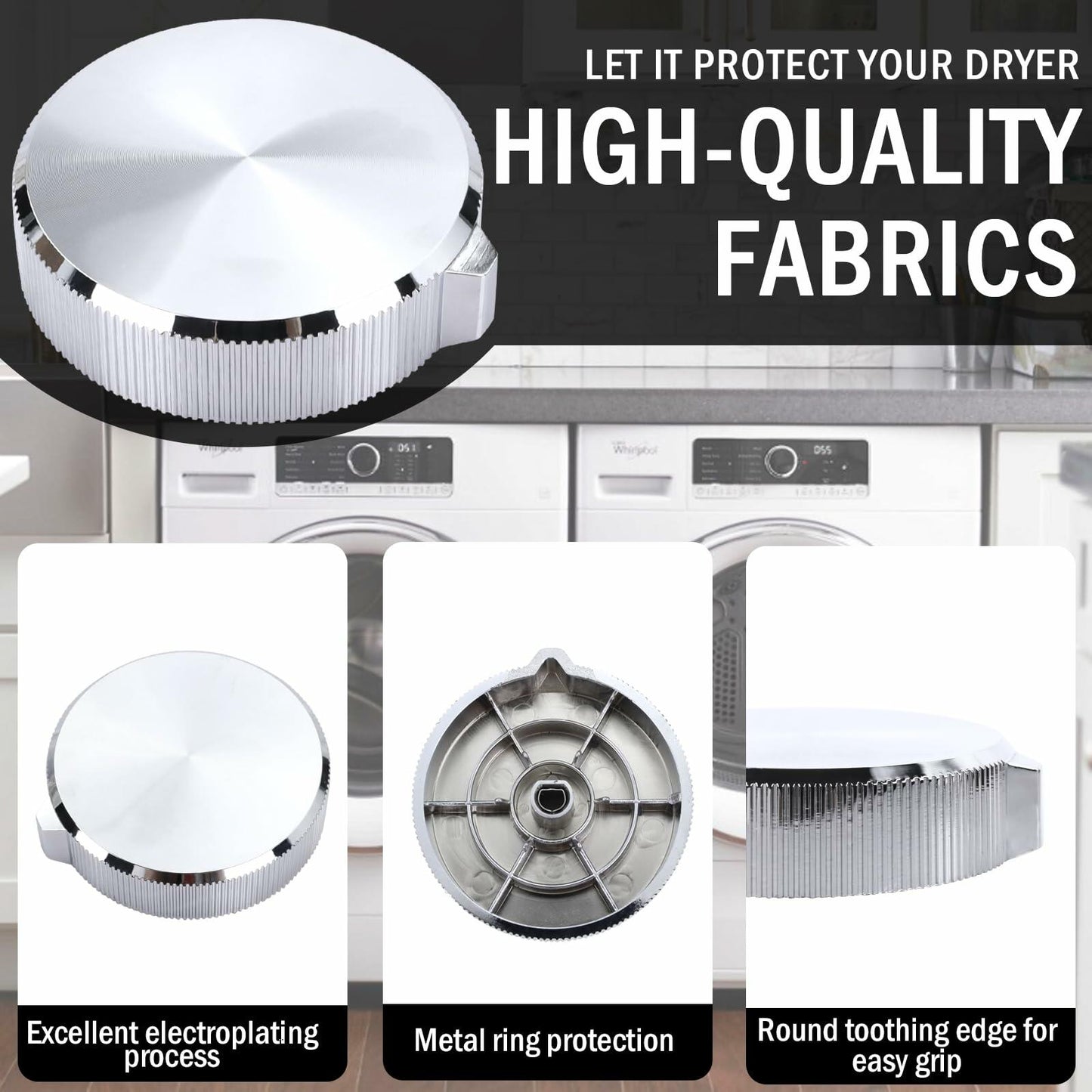 Dryer Washer Control Knob Large 2PCS Fits Whirlpool Maytag W11675852