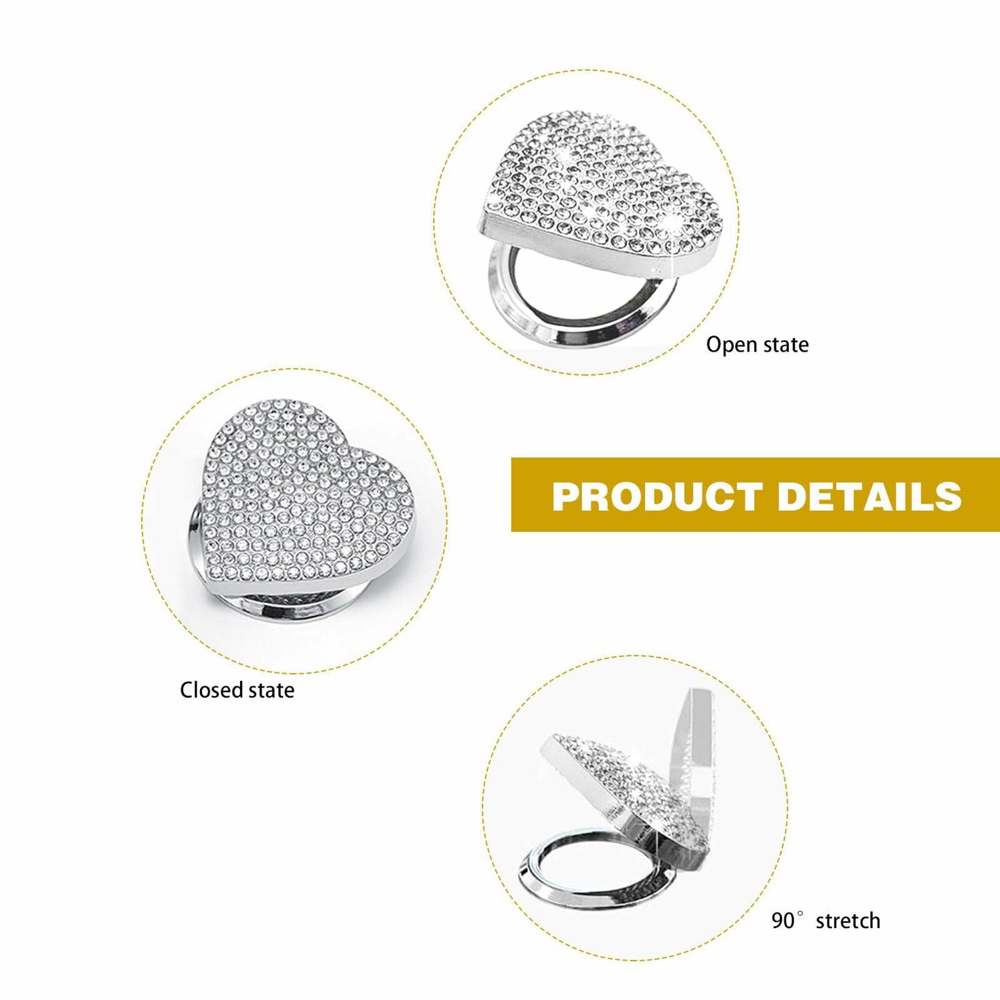 Heart-Shaped Car Engine Start Button Cover Bling Interior Decor White