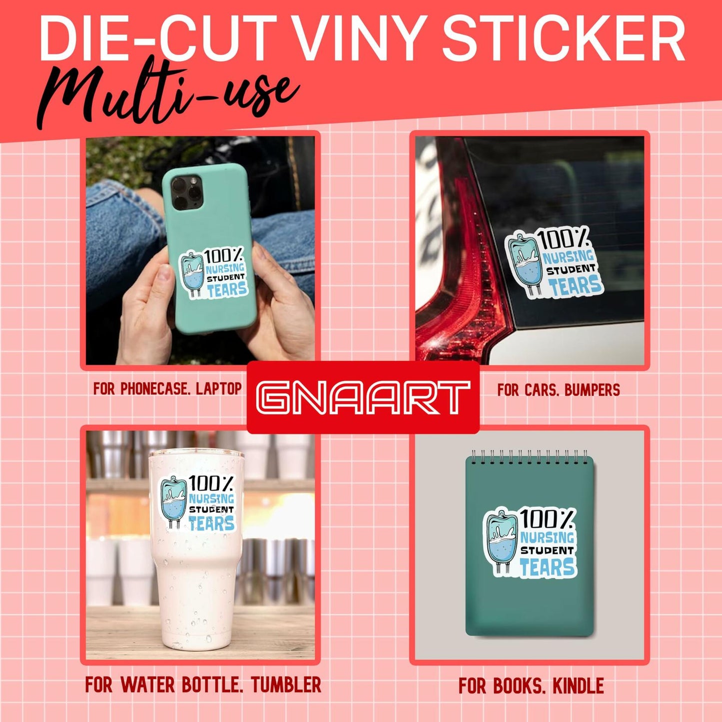 3Pcs Nursing Student Stickers Nurse Medical Vinyl Waterproof Decals 2in