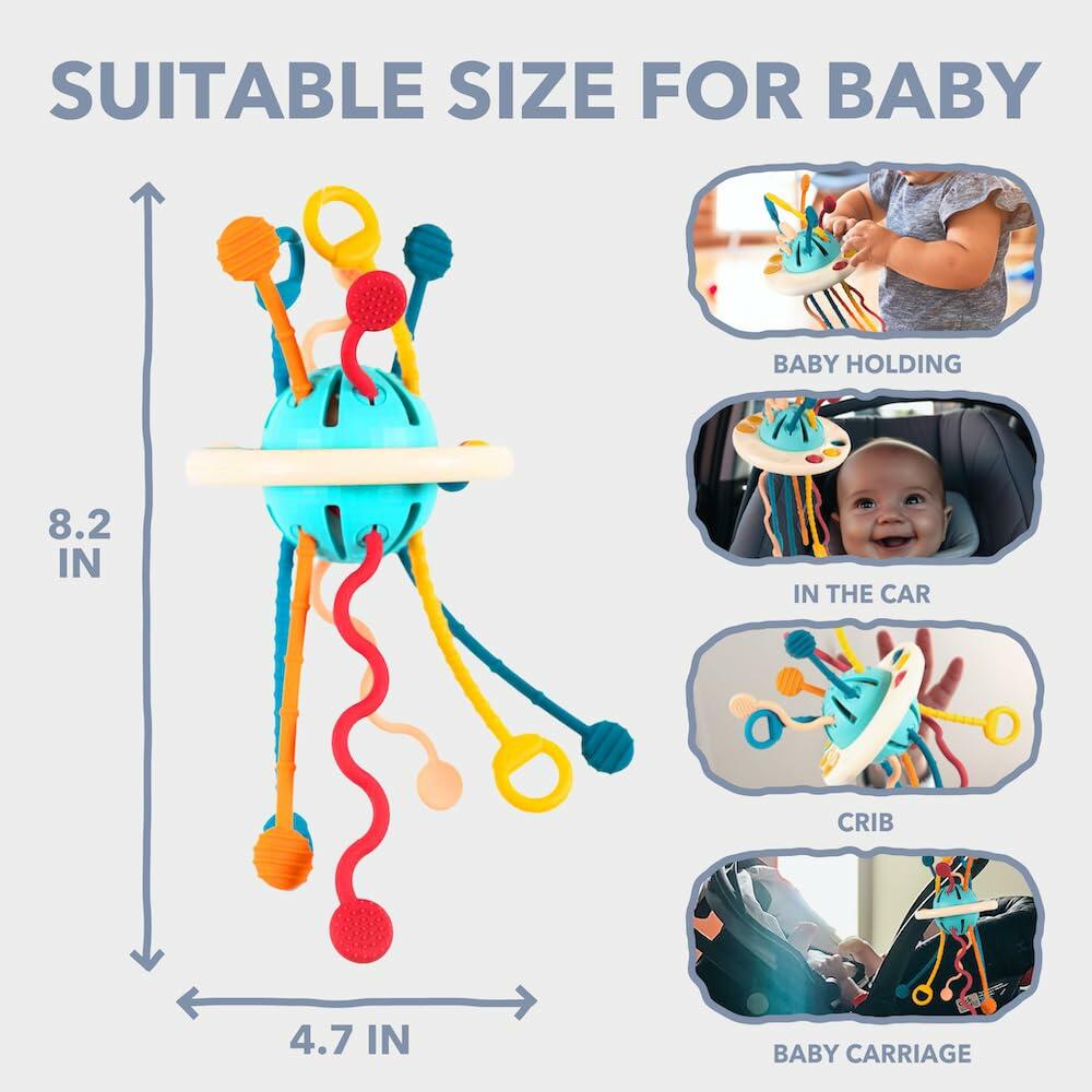 Kirro Montessori Pull String Baby Toy – Silicone, 18+ Months