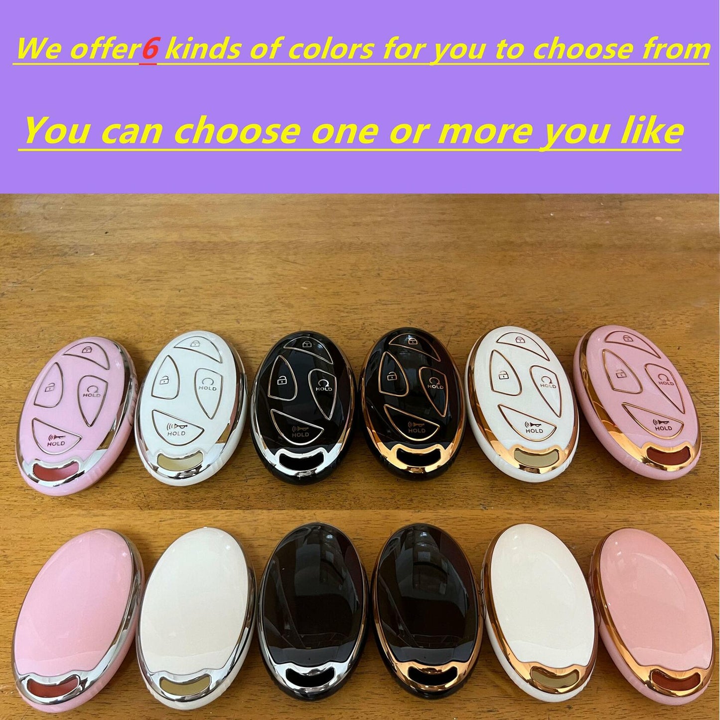 Hyundai Key Fob Cover Shell with Keychain 5 Buttons Black-Gold TAPAYICA