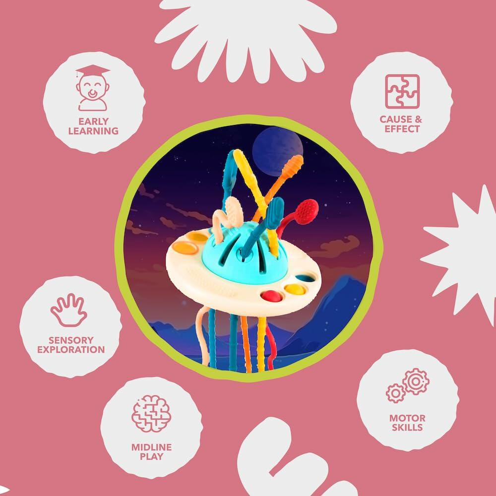 Kirro Montessori Pull String Baby Toy – Silicone, 18+ Months