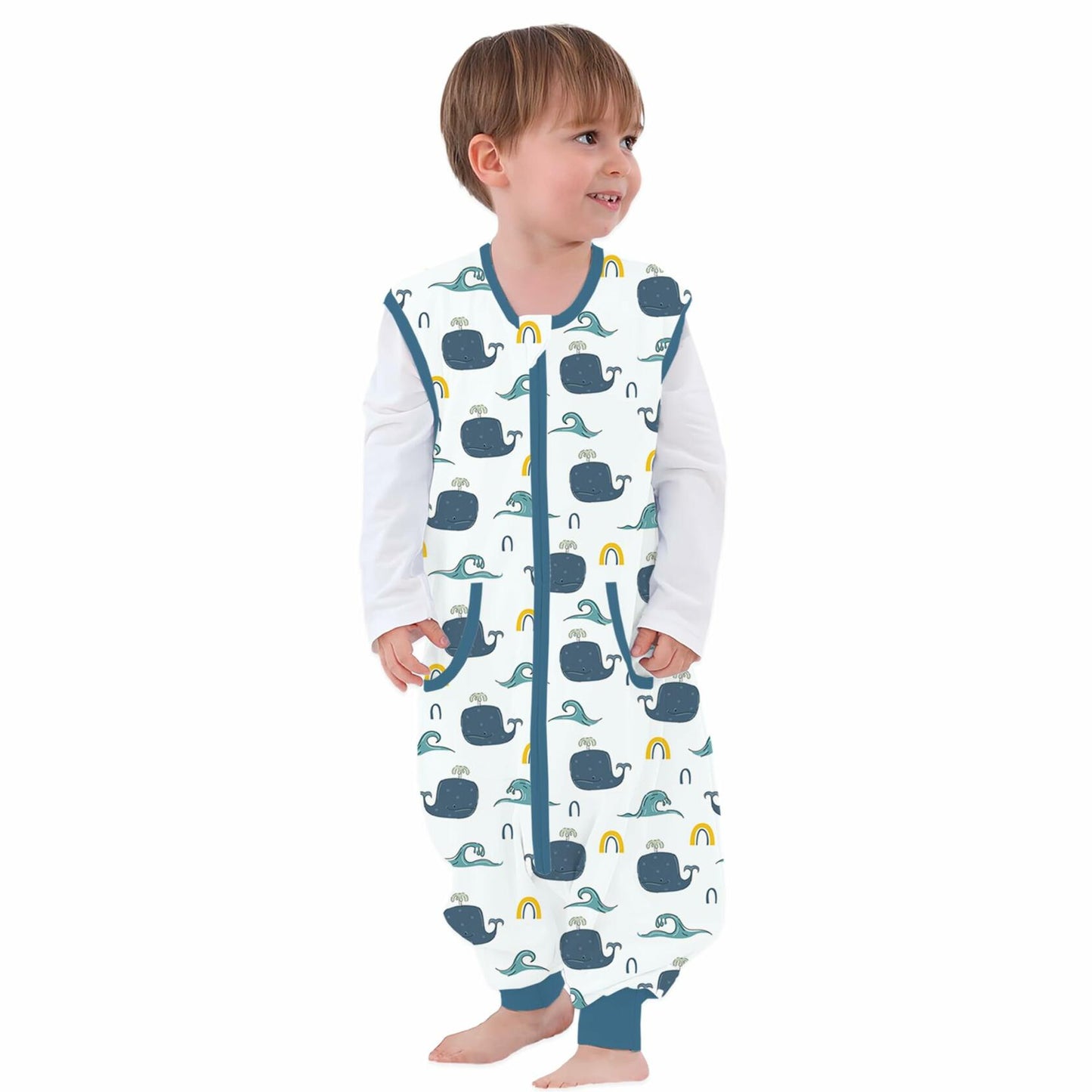 JOJOHEDIA Toddler Sleep Sack with Feet 0.5Tog, Baby sleeping sack(Whale,2T-3T)